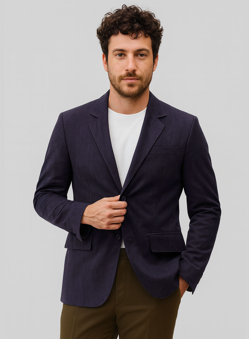 Dark Slate Purple Suede Leather Blazer - StudioSuits