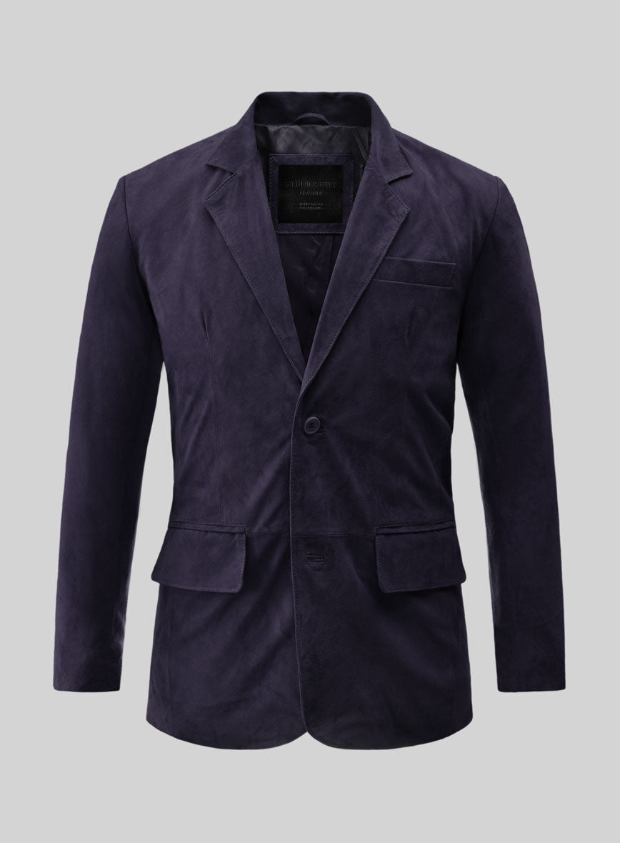 Dark Slate Purple Suede Leather Blazer - StudioSuits