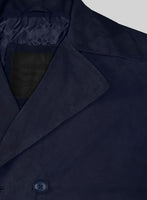 Royal Blue Suede Leather Pea Coat - StudioSuits