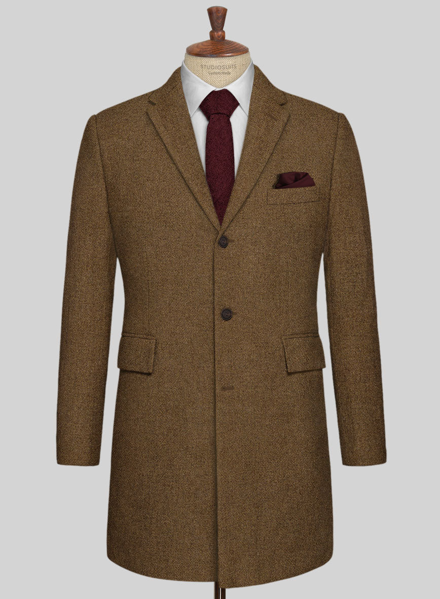 Royal Brown Heavy Tweed Overcoat - StudioSuits