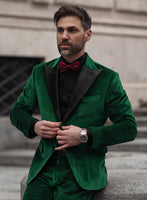 Royal Green Velvet Tuxedo Jacket - StudioSuits