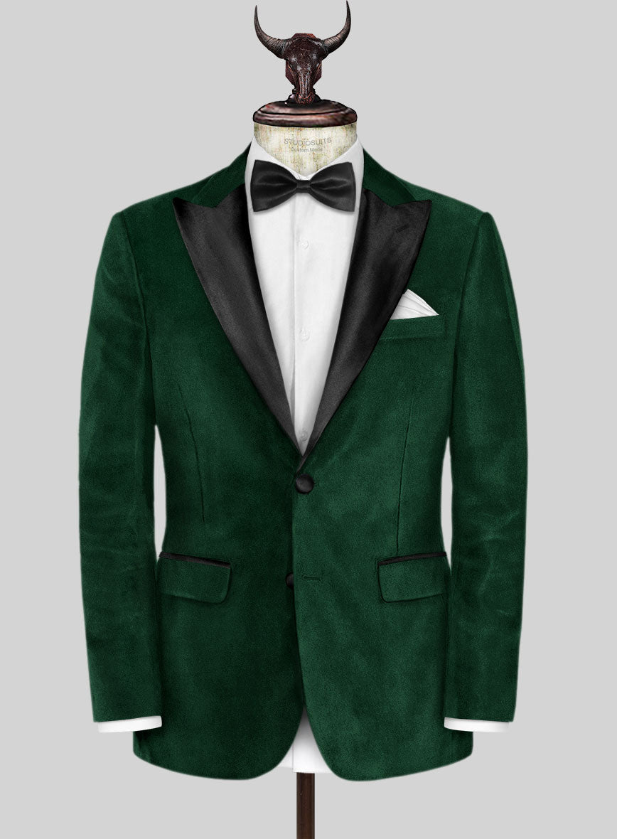 Royal Green Velvet Tuxedo Jacket - StudioSuits