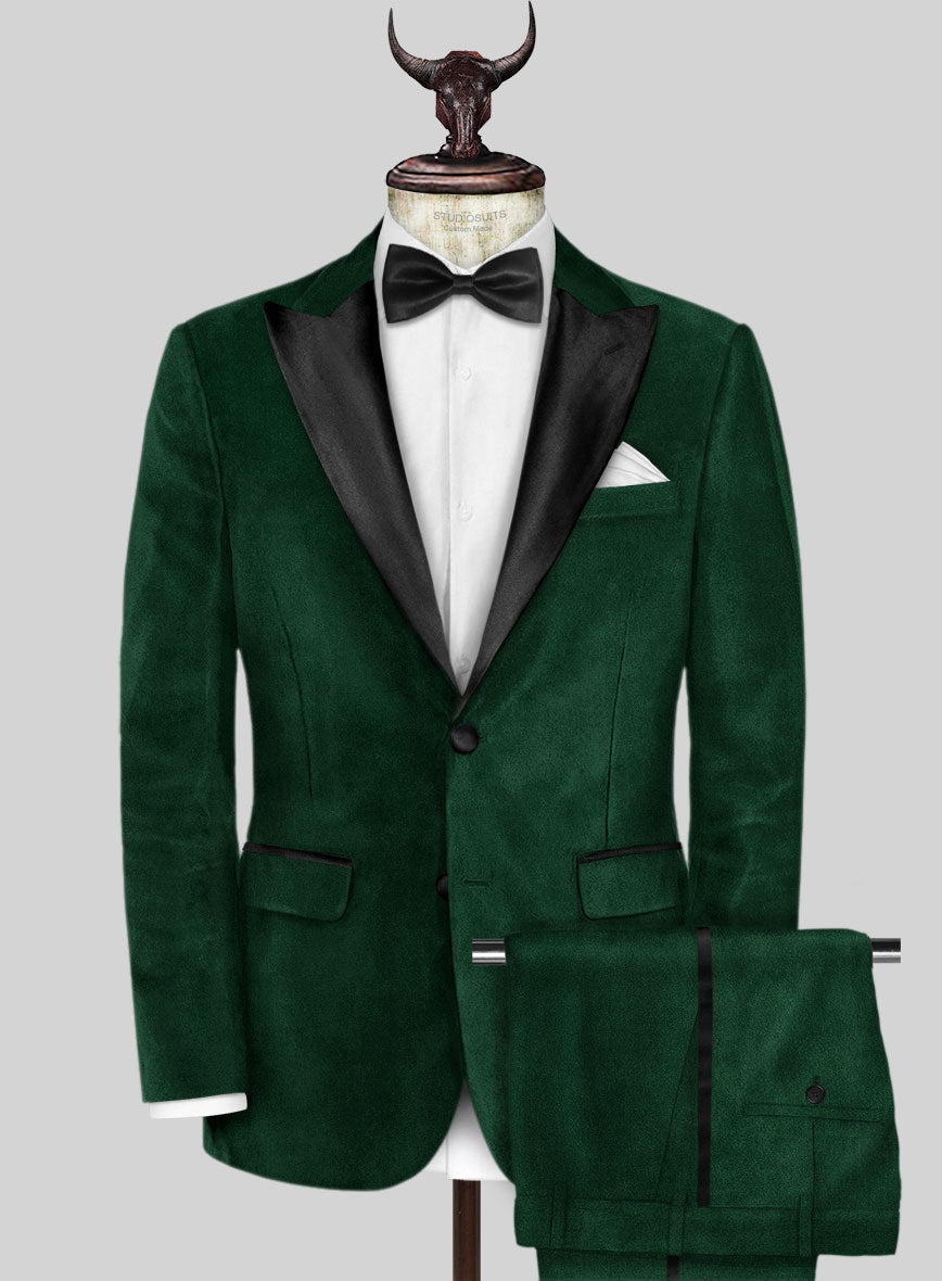 Royal Green Velvet Tuxedo Suit - StudioSuits