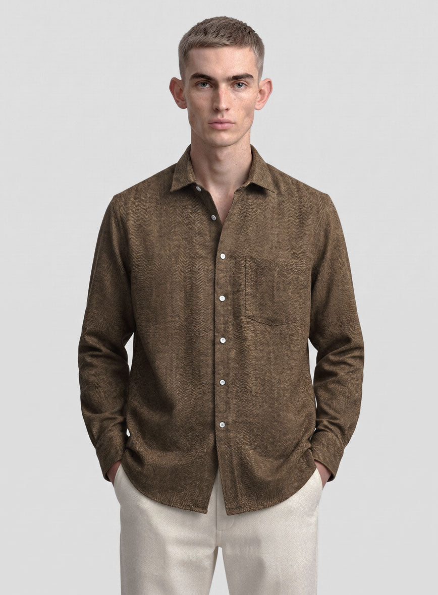 Rust Herringbone Tweed Shirt - StudioSuits