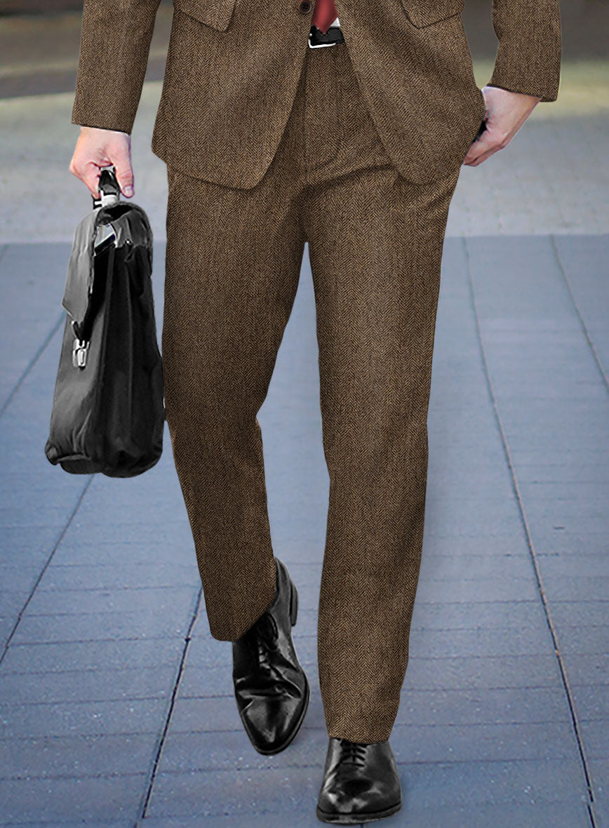 Rust Herringbone Tweed Pants - StudioSuits