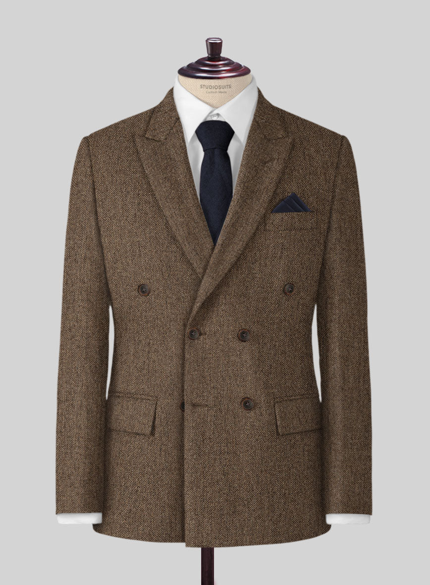 Rust Tweed Rust Herringbone Tweed Double Breasted Suit – StudioSuits