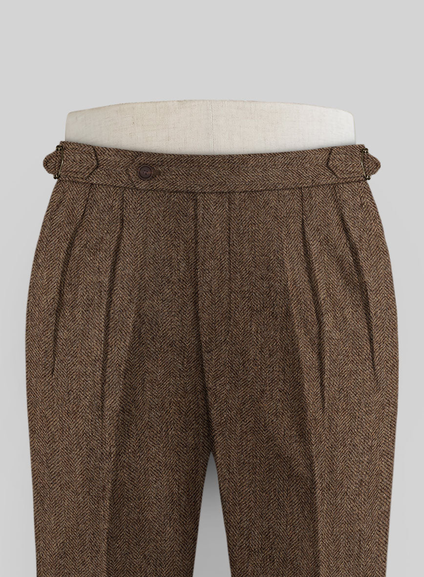 Rust Herringbone Tweed Highland Trousers - StudioSuits