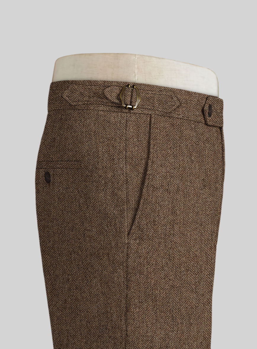 Rust Herringbone Tweed Highland Trousers - StudioSuits