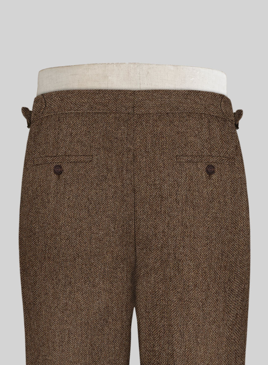 Rust Herringbone Tweed Highland Trousers - StudioSuits