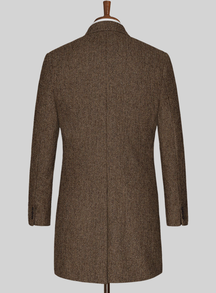 Rust Herringbone Tweed Overcoat - StudioSuits
