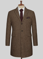 Rust Herringbone Tweed Overcoat - StudioSuits