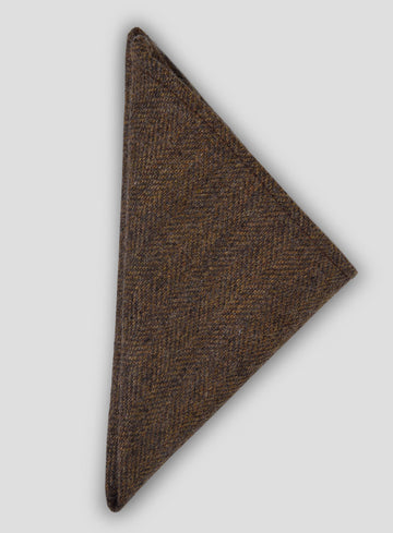 Tweed Pocket Square - Rust Herringbone Tweed - StudioSuits