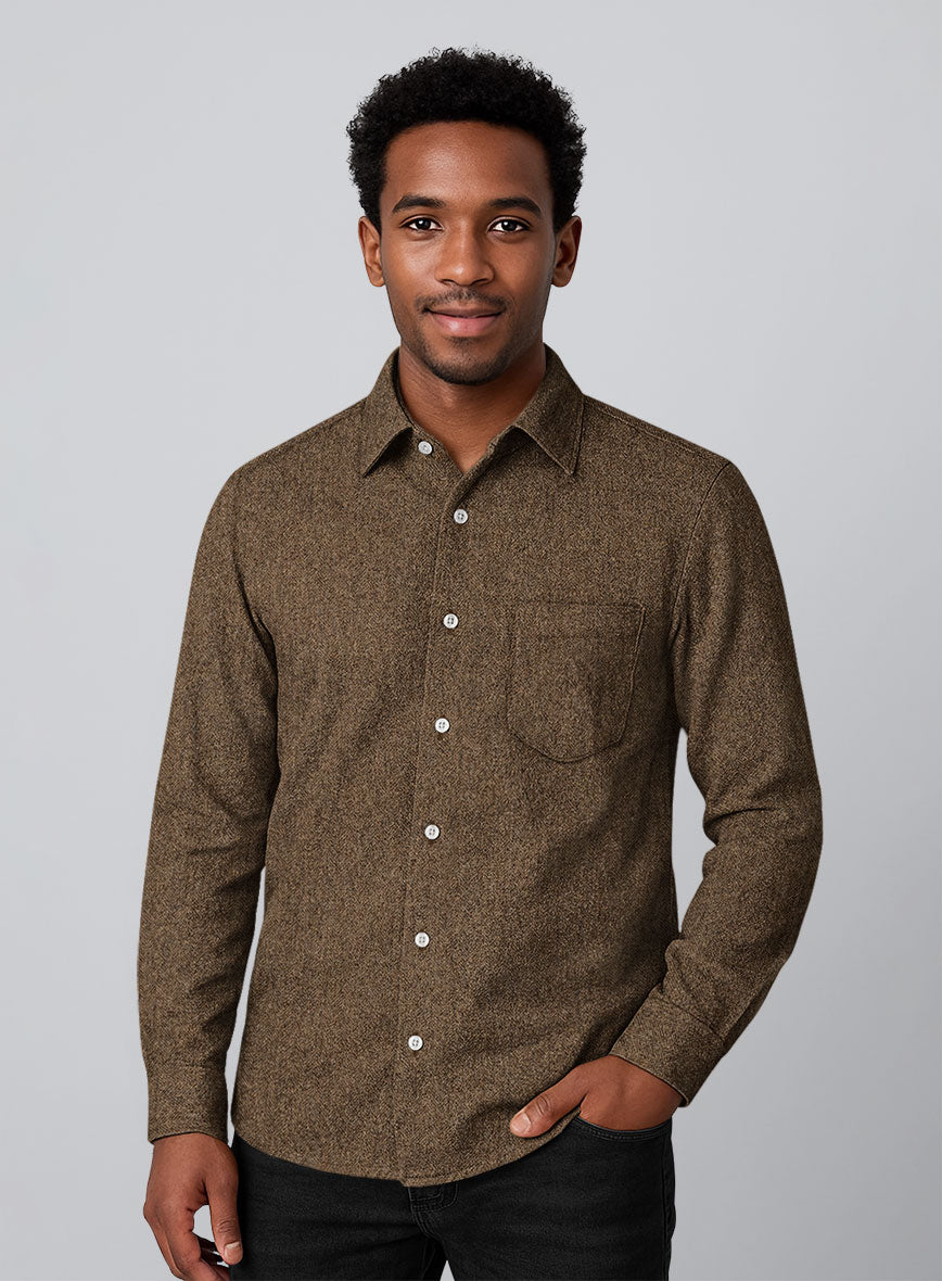 Rust Herringbone Tweed Shirt - StudioSuits