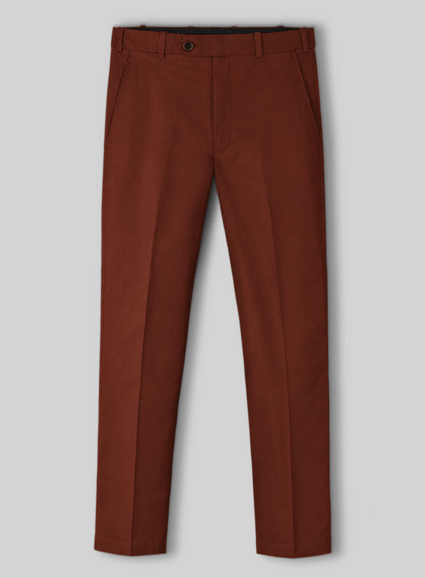 Rust Napoli Stretch Light Weight Cotton Pants - StudioSuits
