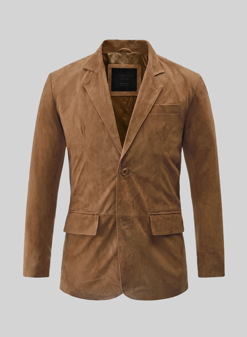 Saddle Brown Suede Leather Suit - StudioSuits
