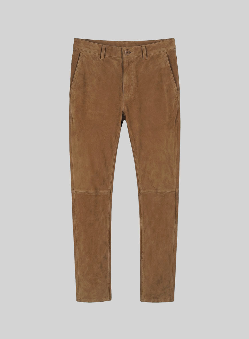 Saddle Brown Suede Leather Suit - StudioSuits