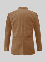 Saddle Brown Suede Leather Blazer - StudioSuits