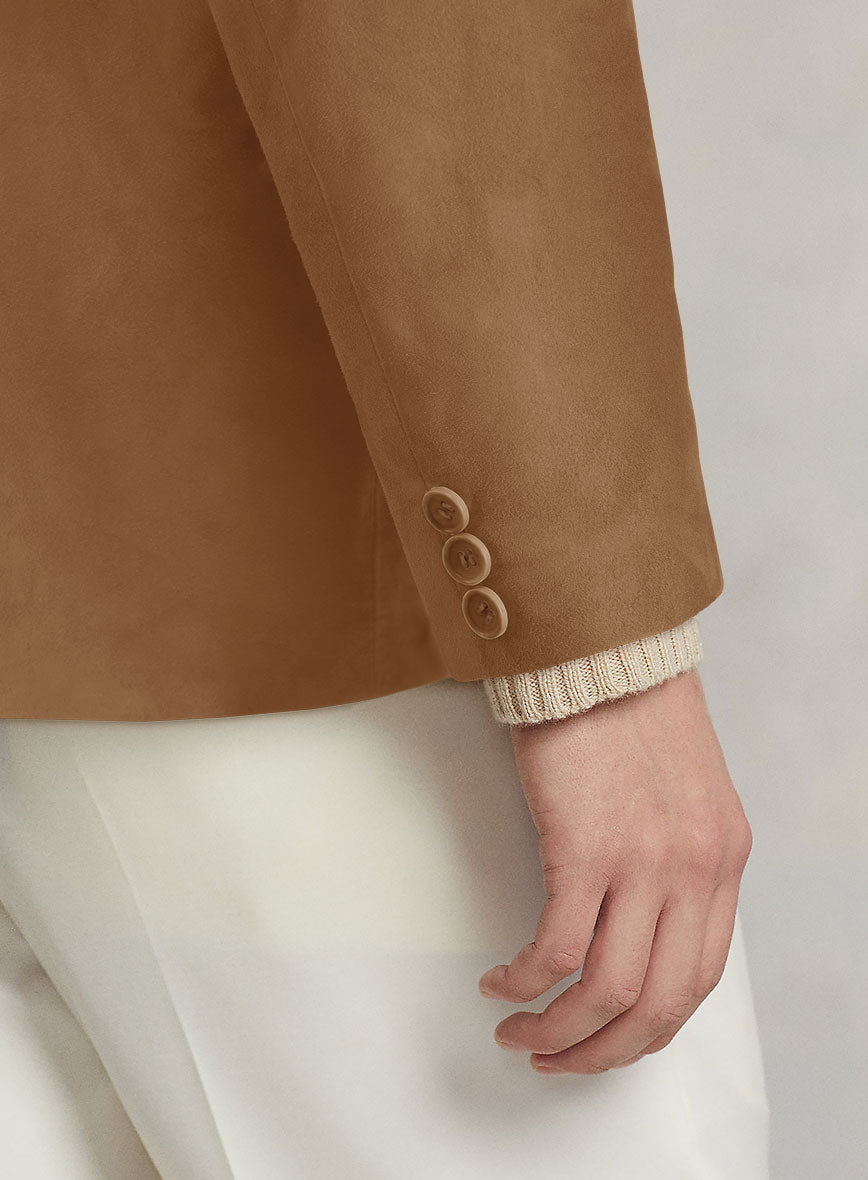 Saddle Brown Suede Leather Blazer - StudioSuits