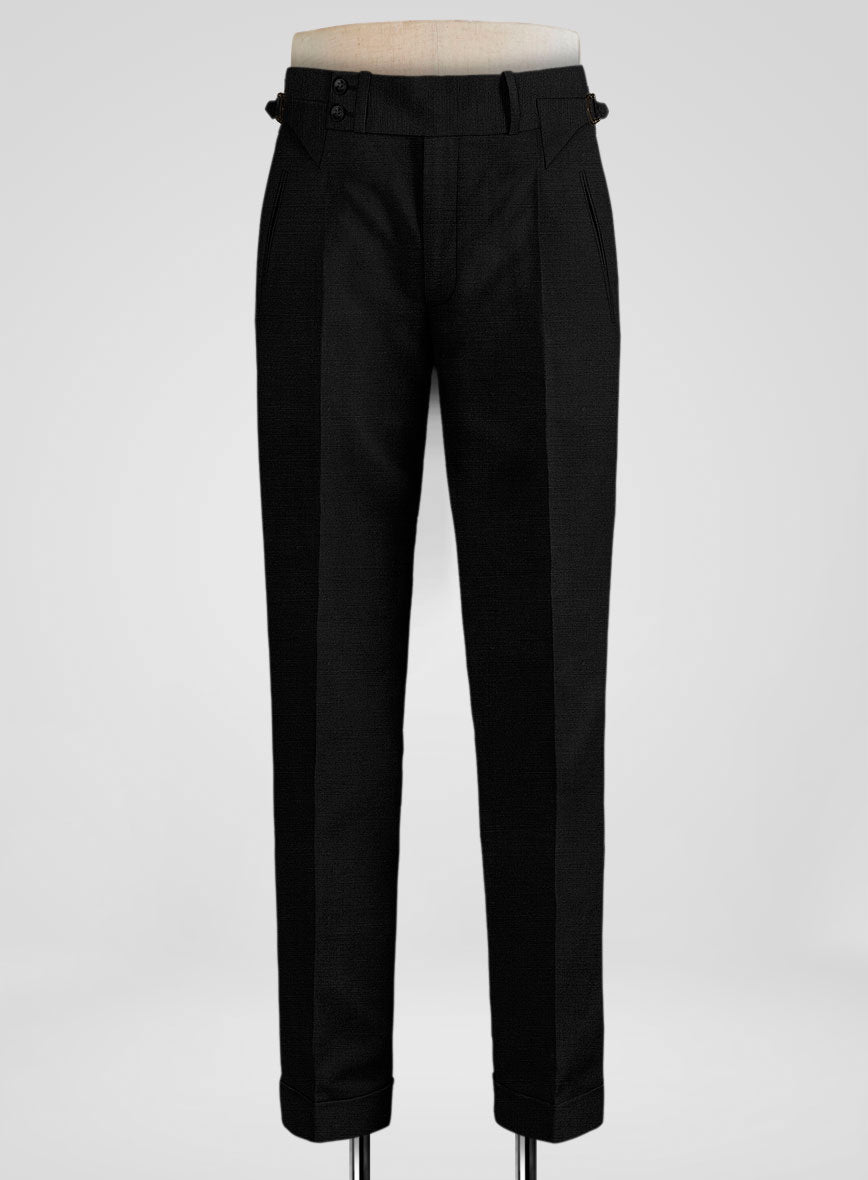 Safari Black Cotton Linen Heritage Trousers - StudioSuits