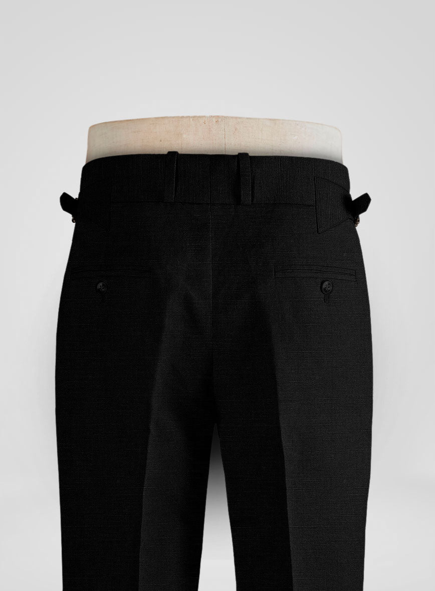 Safari Black Cotton Linen Heritage Trousers - StudioSuits