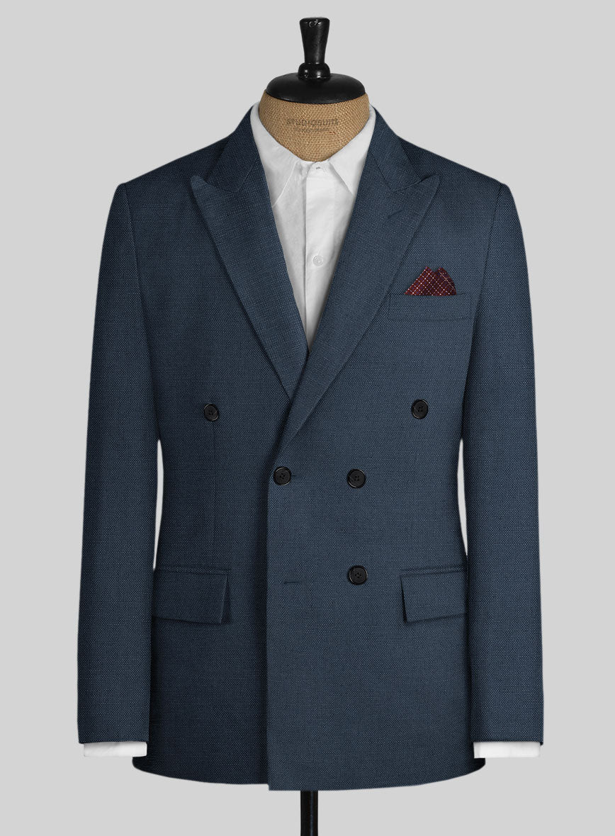 Safari Blue Cotton Linen Jacket - StudioSuits