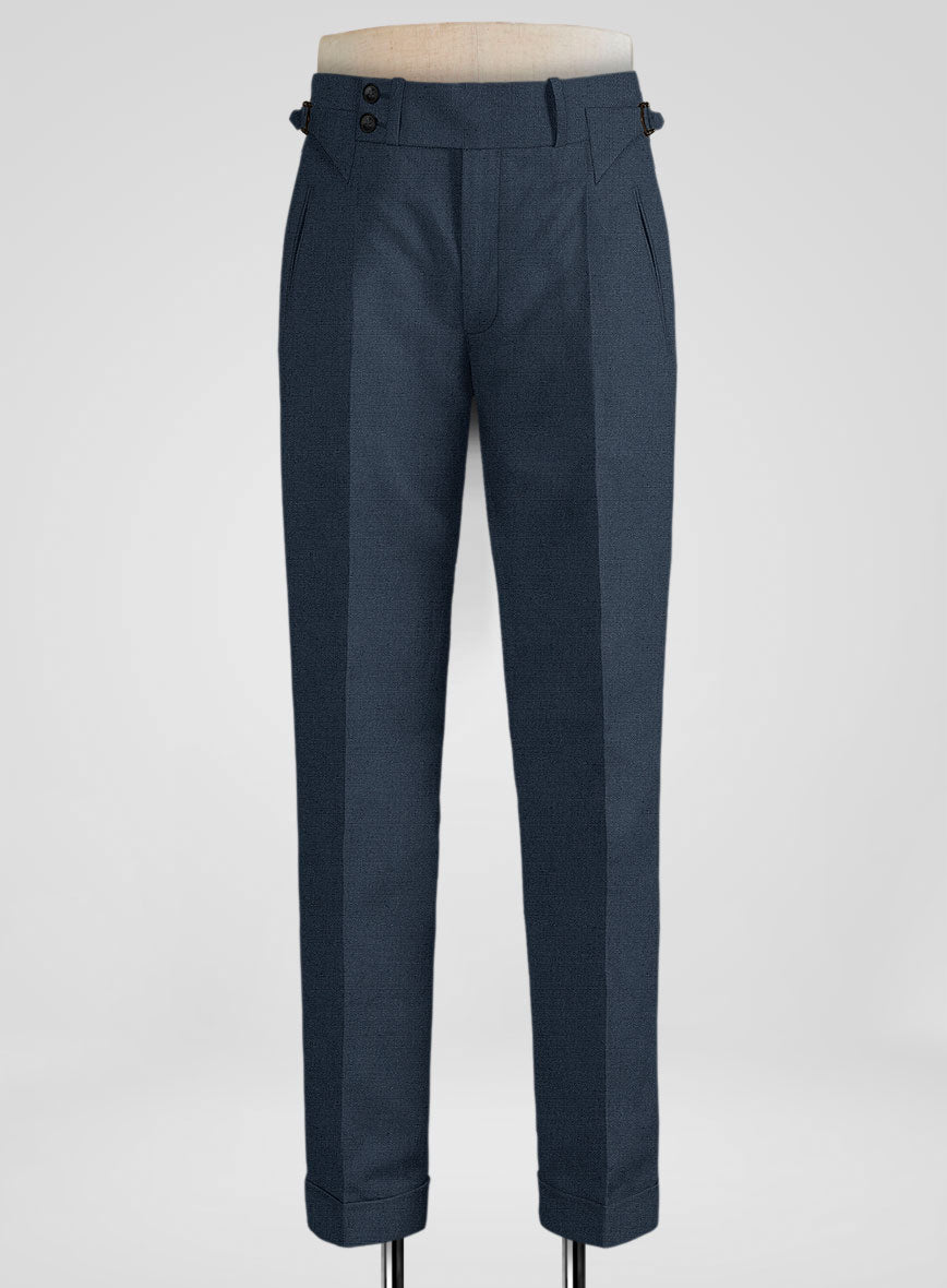 Safari Blue Cotton Linen Heritage Trousers - StudioSuits