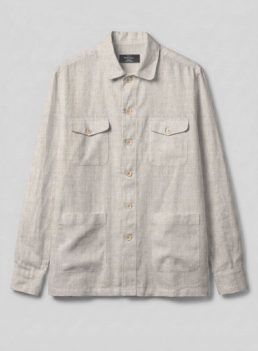 Safari Desert Dune Pure Linen Overshirt - StudioSuits