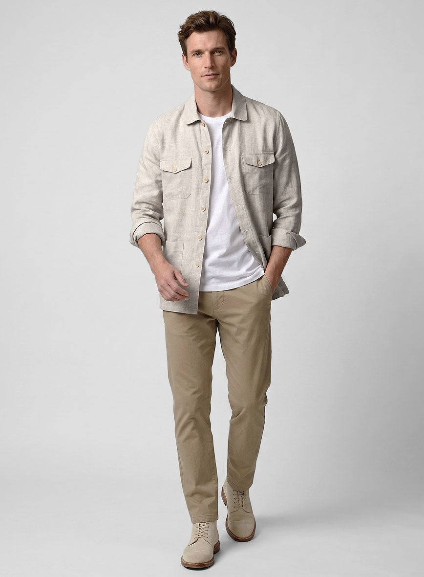 Safari Desert Dune Pure Linen Overshirt - StudioSuits