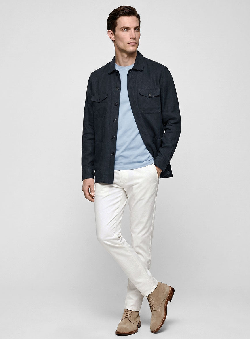 Safari Midnight Tide Pure Linen Overshirt - StudioSuits