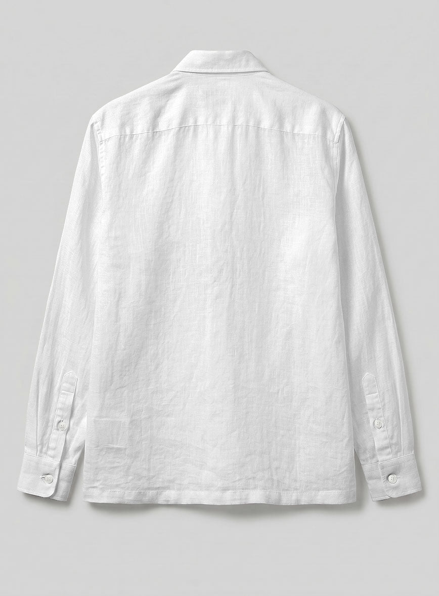 Safari Pure White Linen Overshirt - StudioSuits