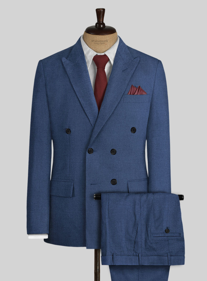 Safari Royal Blue Cotton Linen Suit - StudioSuits