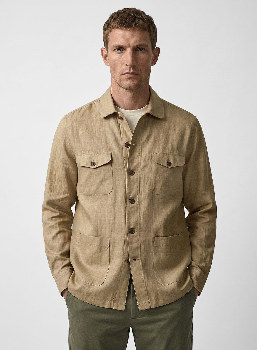 Safari Sandy Grove Pure Linen Overshirt - StudioSuits
