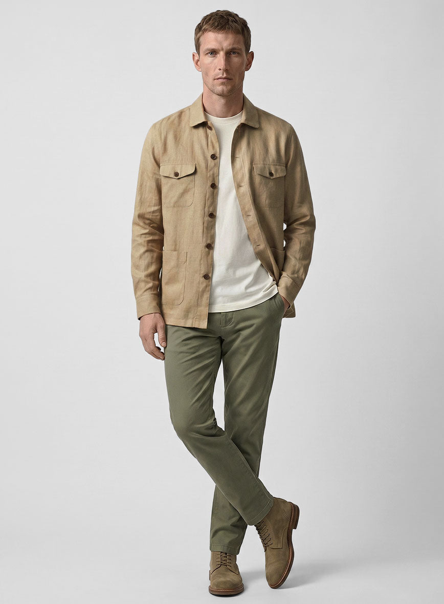Safari Sandy Grove Pure Linen Overshirt - StudioSuits