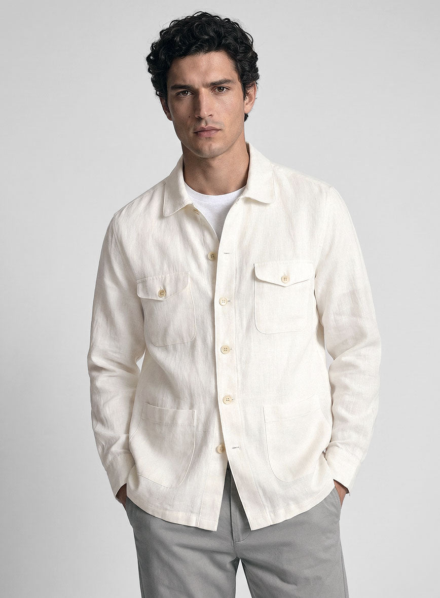 Safari Soft Sand Pure Linen Overshirt - StudioSuits