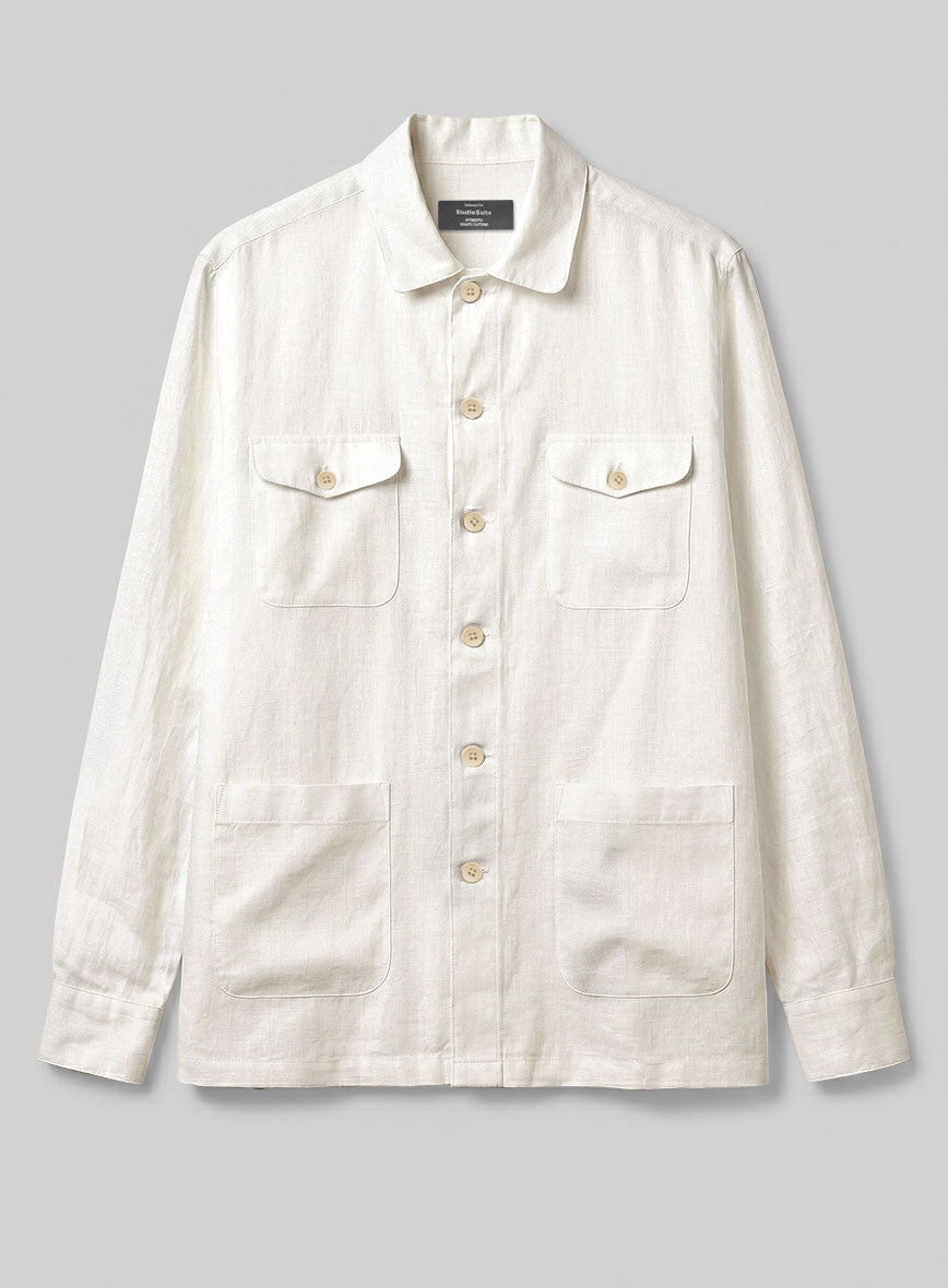 Safari Soft Sand Pure Linen Overshirt - StudioSuits