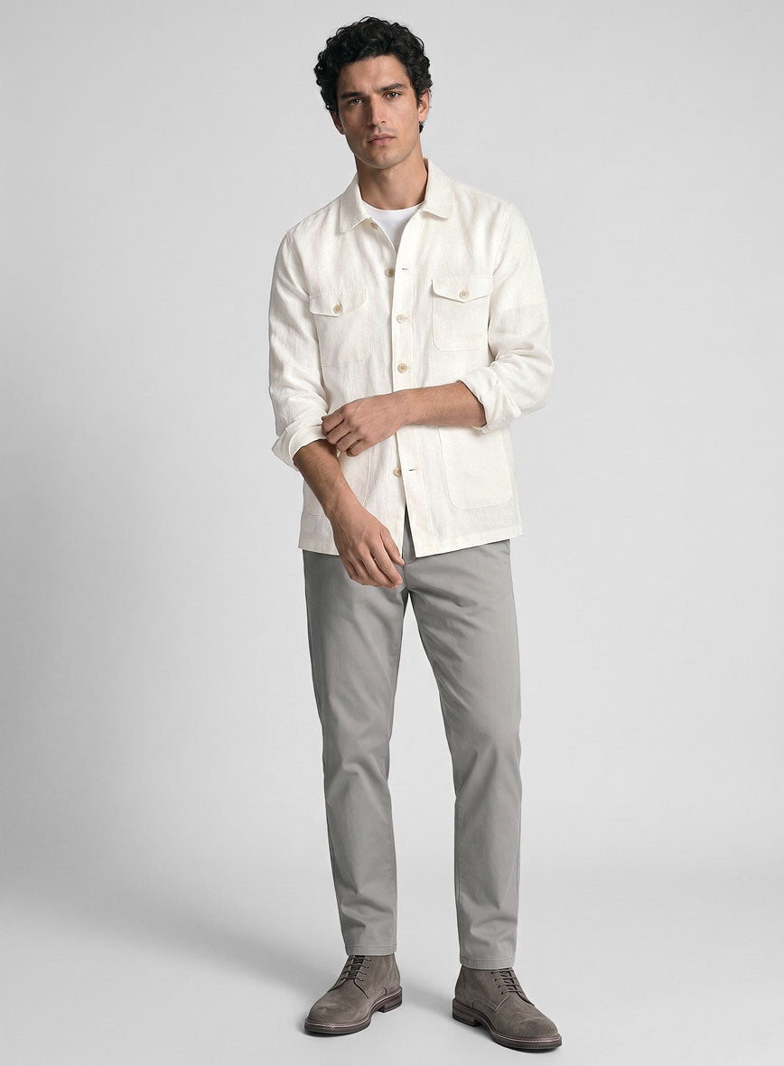 Safari Soft Sand Pure Linen Overshirt - StudioSuits