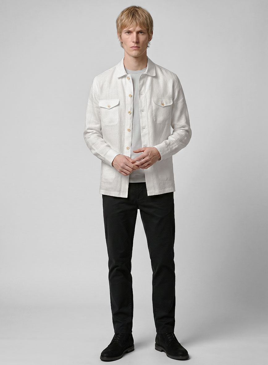 Safari Stone Mist Pure Linen Overshirt - StudioSuits