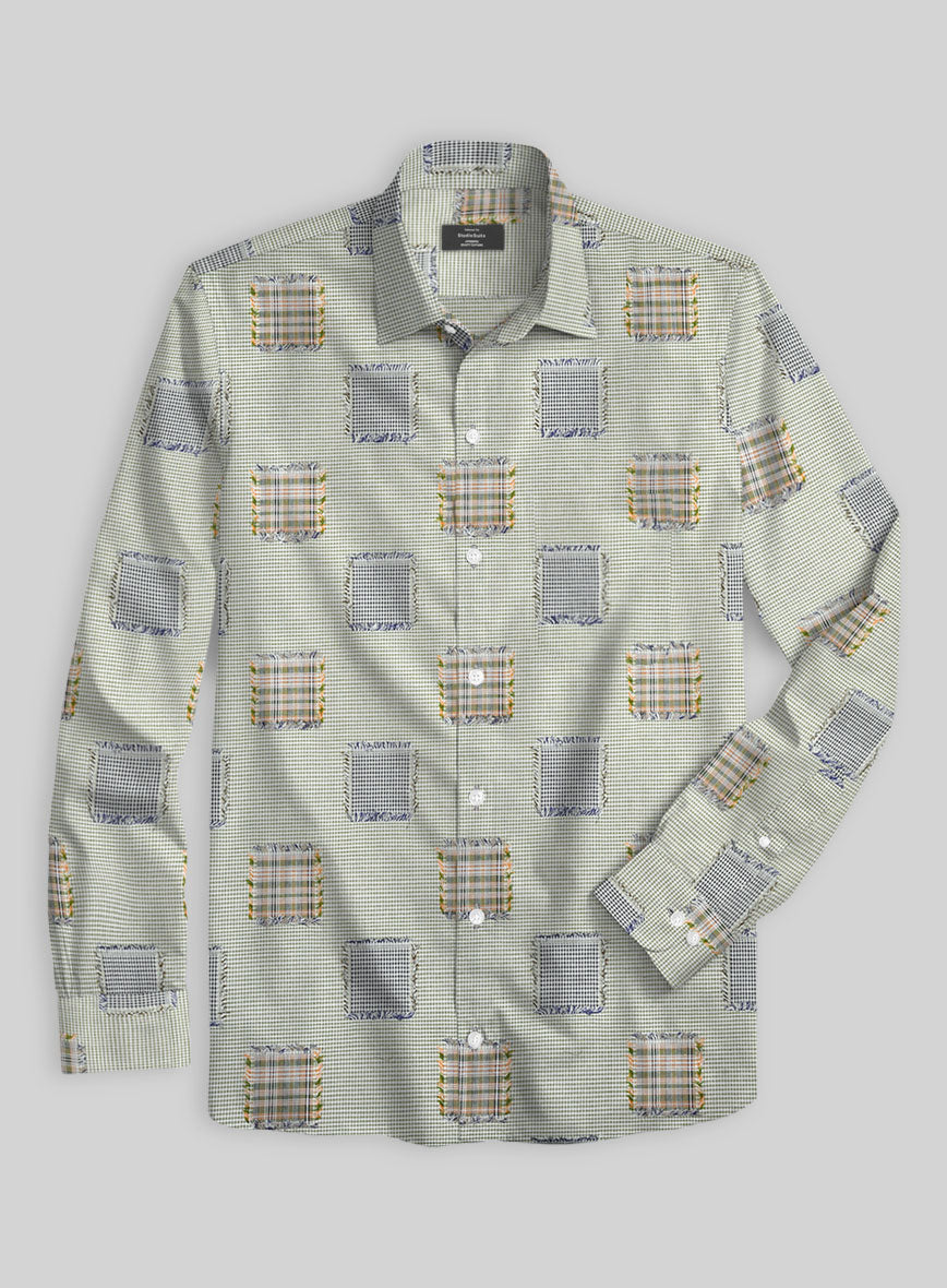 Sage Check Patchwork Cotton Shirt - StudioSuits