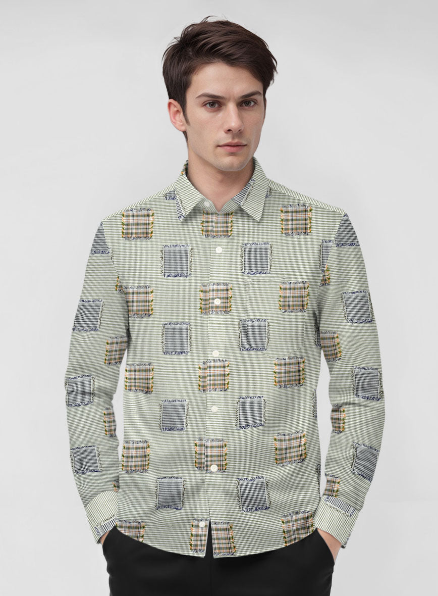 Sage Check Patchwork Cotton Shirt - StudioSuits