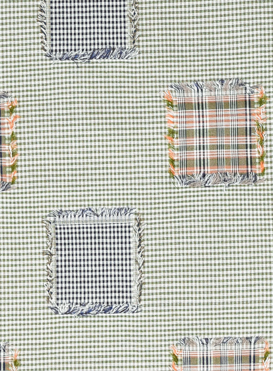 Sage Check Patchwork Cotton Shirt - StudioSuits