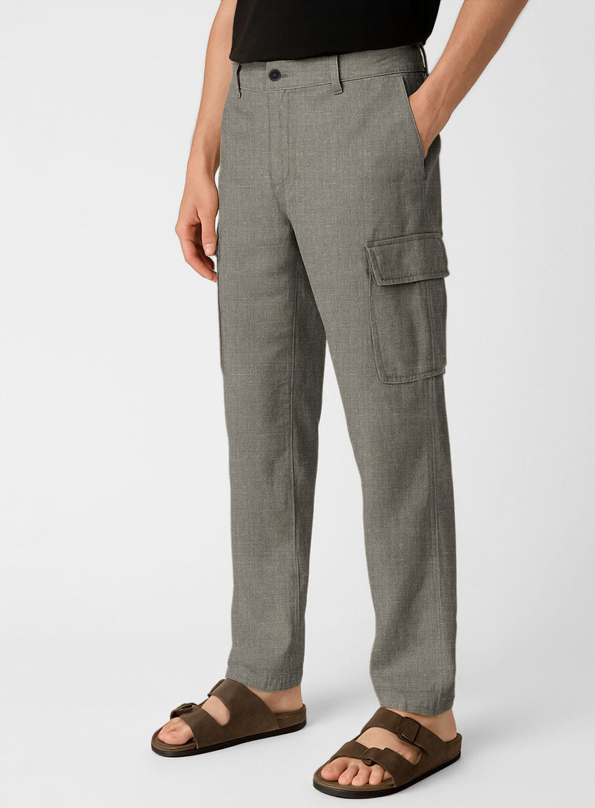 Sage Green Linen Cargo Pants - StudioSuits