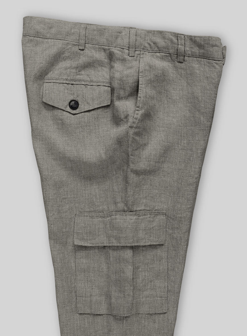 Sage Green Linen Cargo Pants - StudioSuits