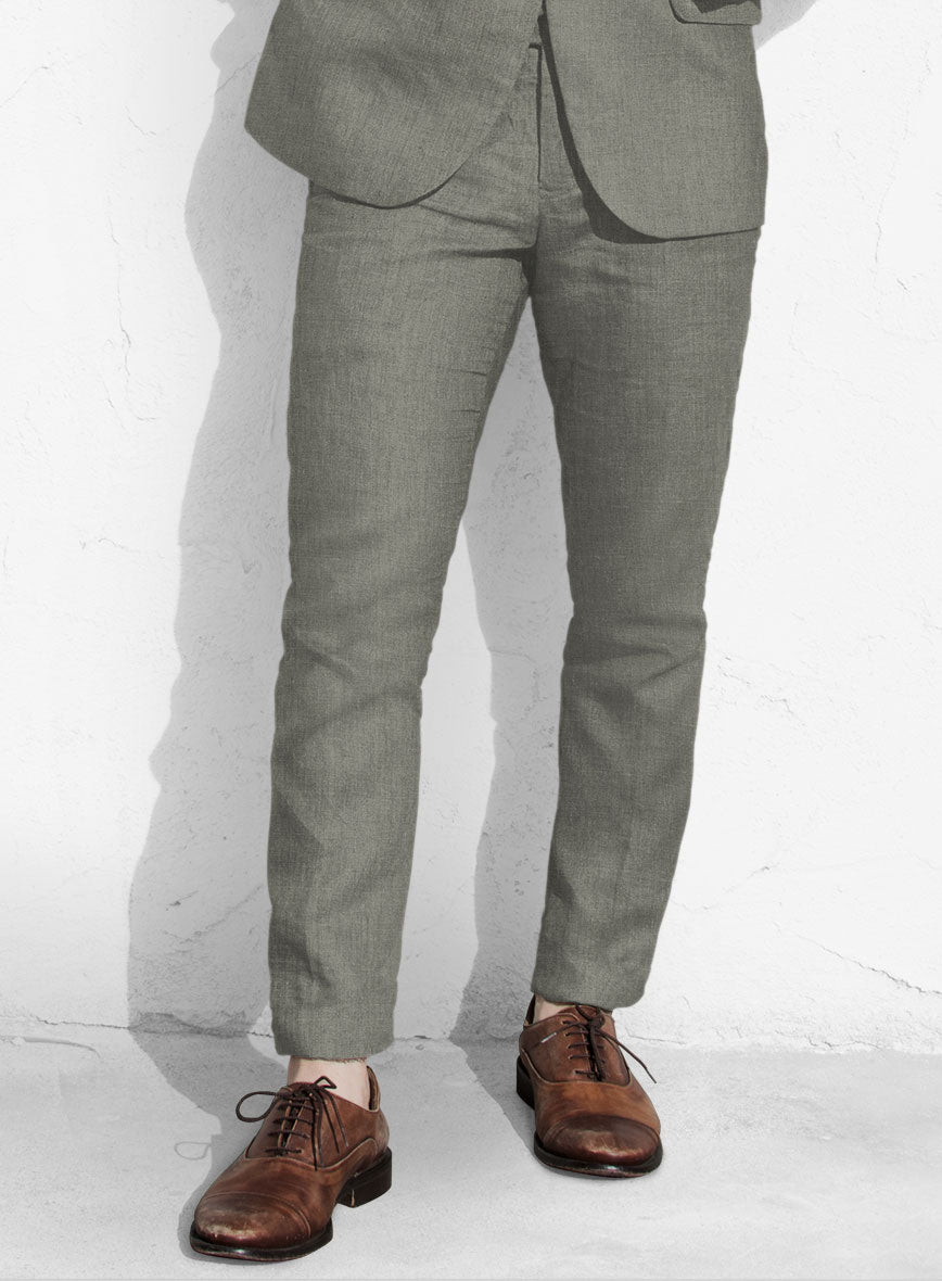 Men's Sage Green Linen Pants by StudioSuits