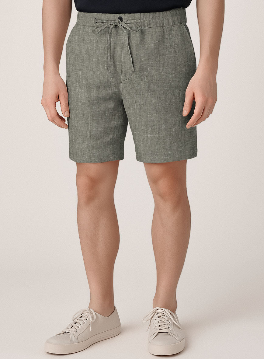 Sage Green Linen Shorts - StudioSuits