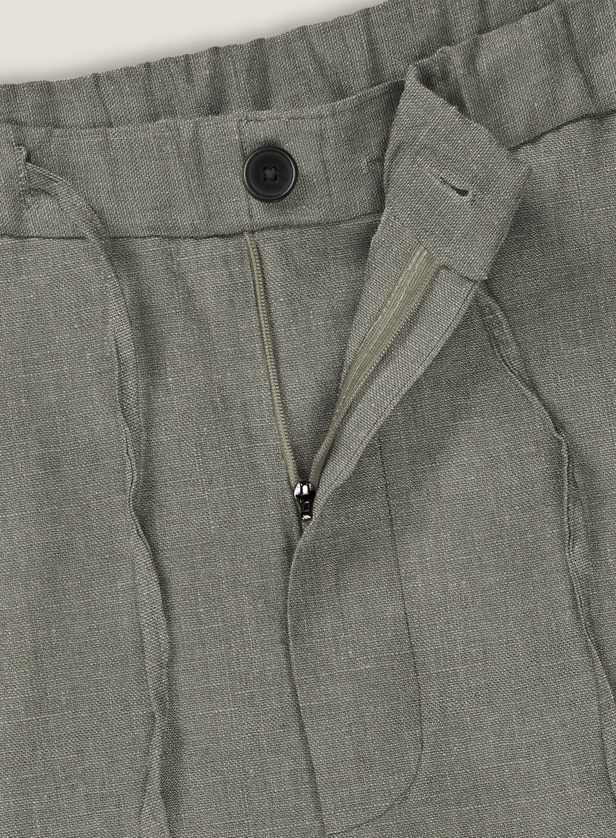 Sage Green Linen Shorts - StudioSuits
