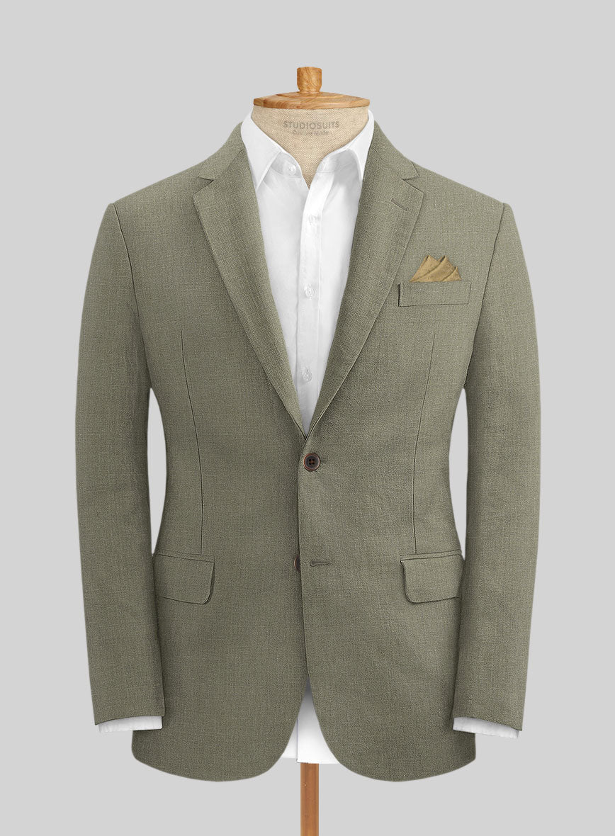 Sage Green Pure Linen Jacket - StudioSuits