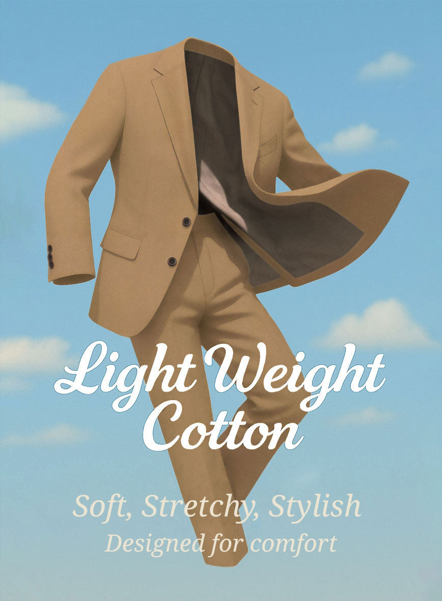 Tan Napoli Stretch Light Weight Cotton Pants - StudioSuits