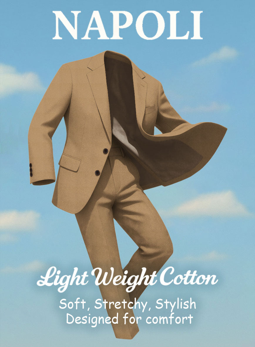 Tan Napoli Stretch Light Weight Cotton Suit - StudioSuits