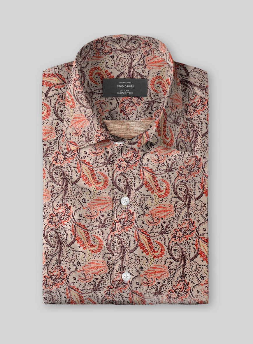 Sandscript Paisley Linen Cotton Shirt - StudioSuits
