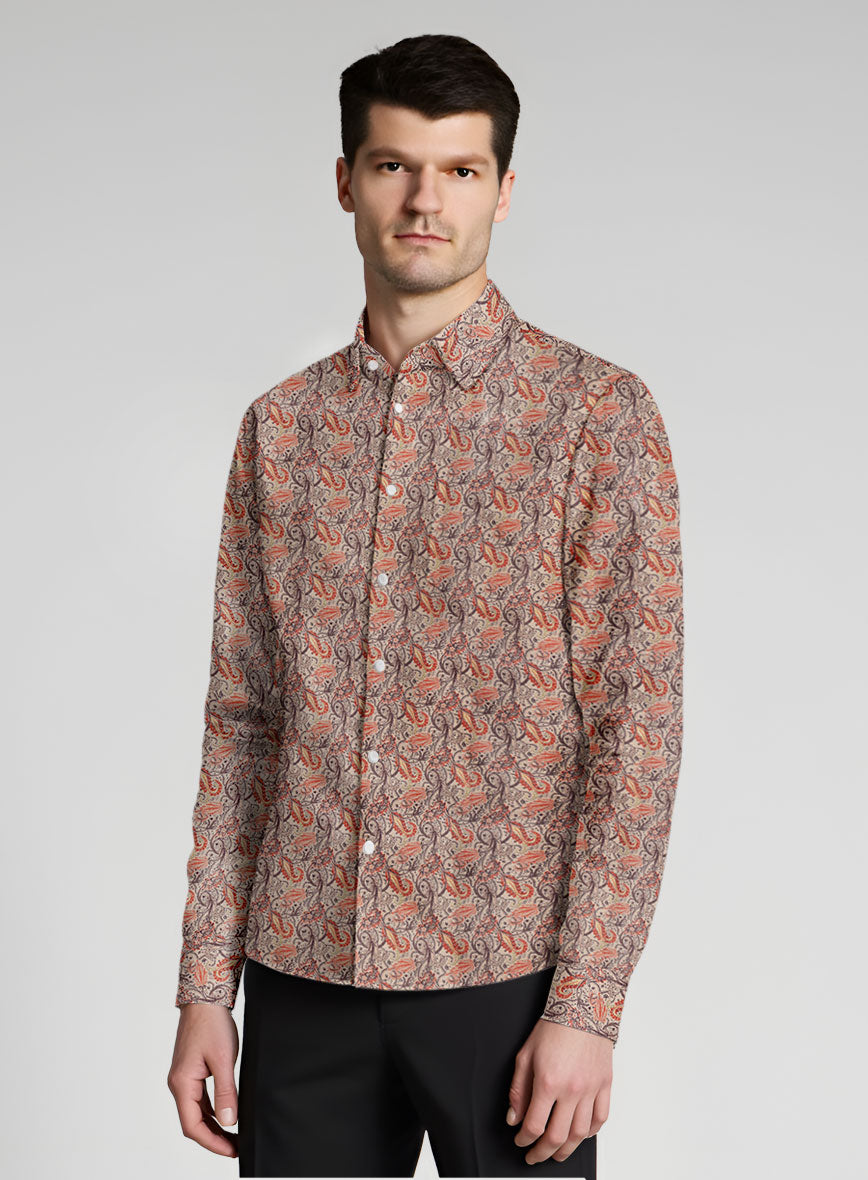 Sandscript Paisley Linen Cotton Shirt - StudioSuits